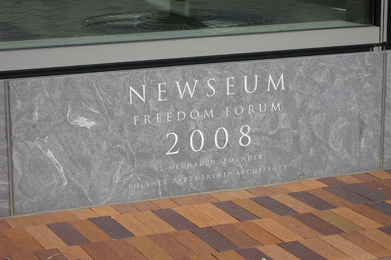 Newseum Etched Signage