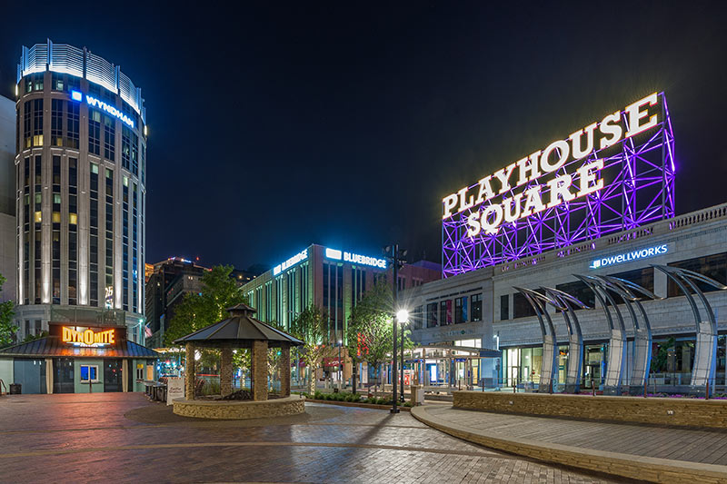 Playhouse Square Illuminated Stick Sign