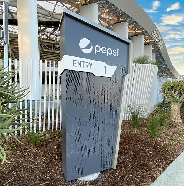 SoFi LA Stadium Village Perforated Wayfinding Pylon